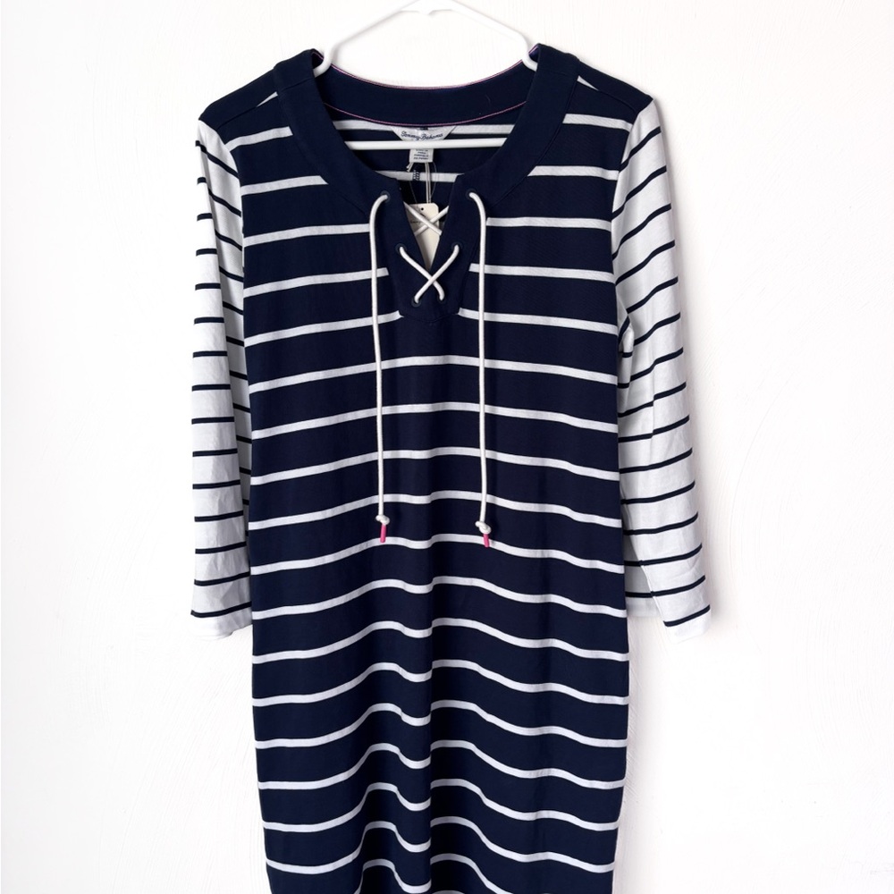 NWT Tommy Bahama Floricita Stripe Shift Dress Navy/White Stripes Size Medium - Picture 2 of 7